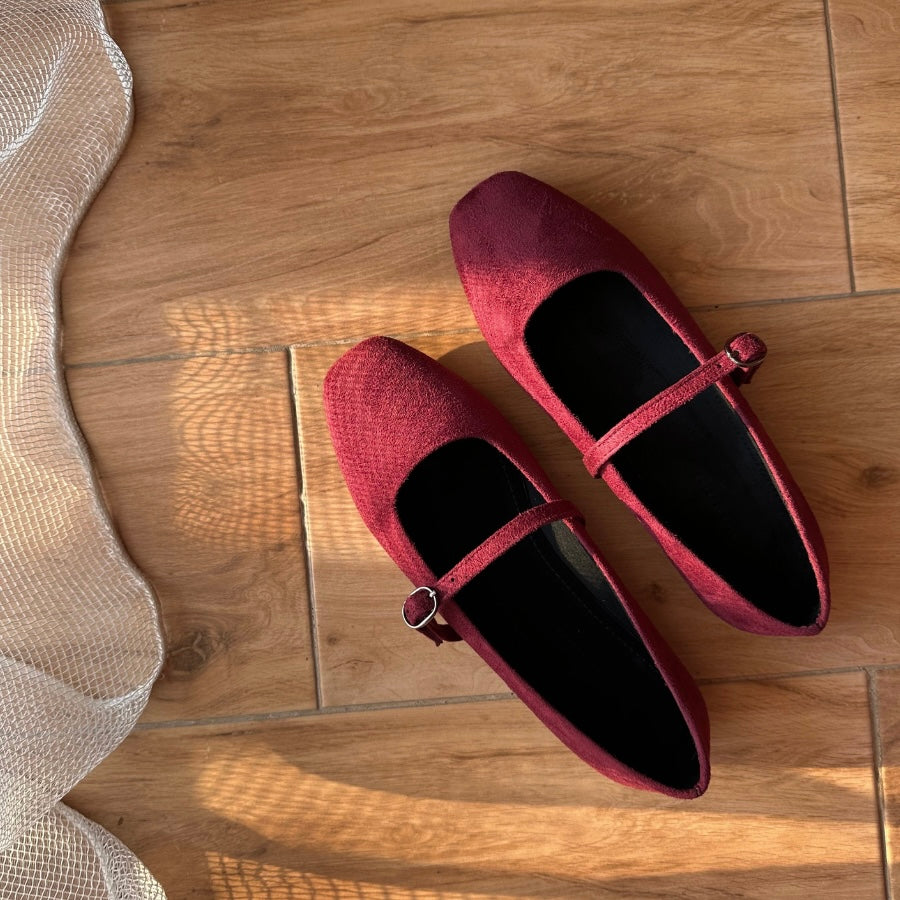 BAILATIRA SUEDE BURGUNDY (Square-Toe)