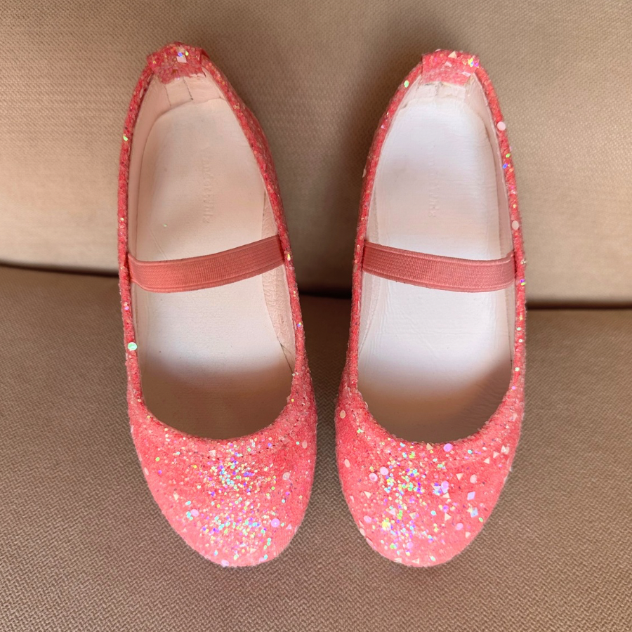Pink Glitter Ballerina Flats for Kids