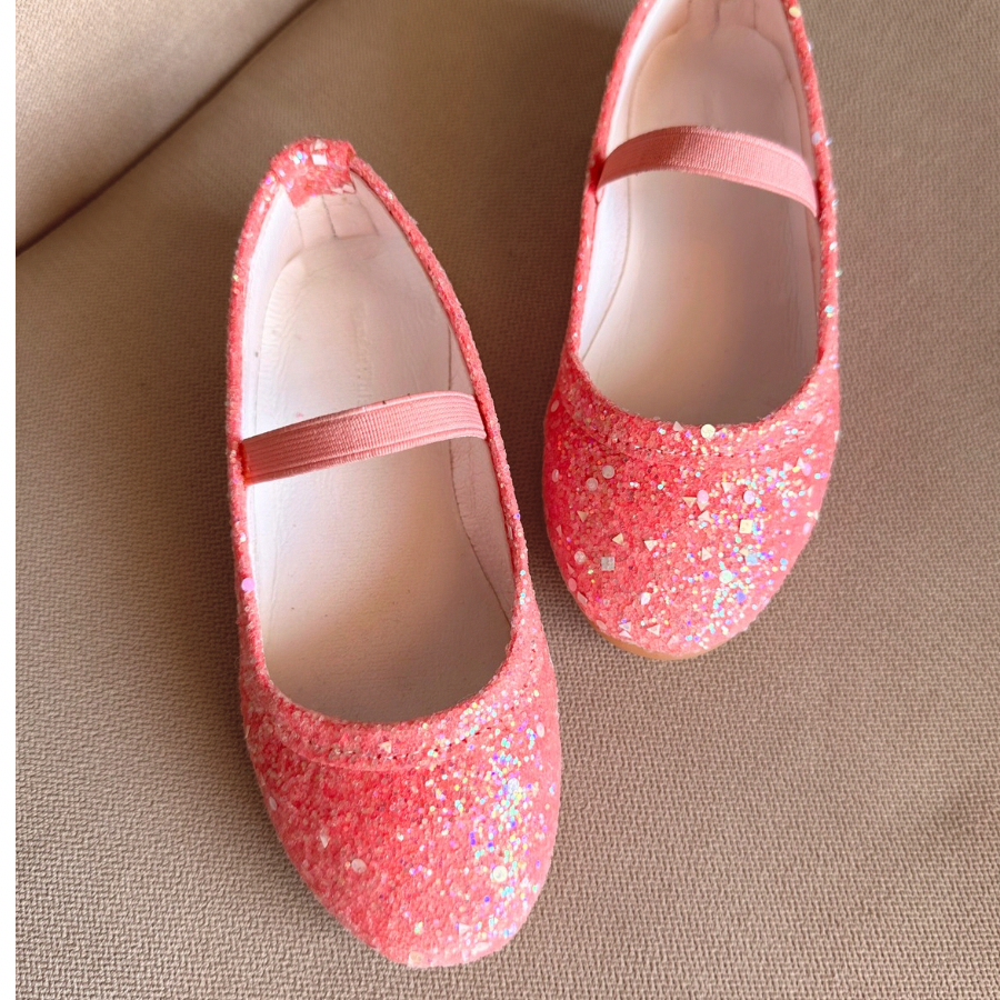 Pink Glitter Ballerina Flats for Kids