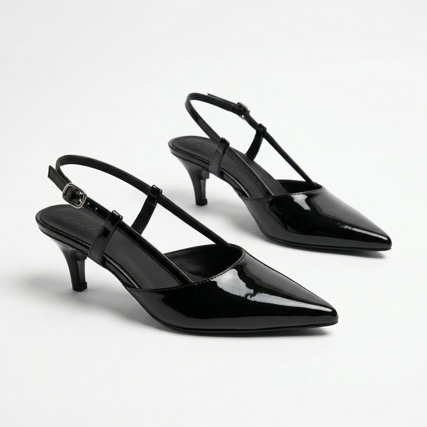 CLASICA BLACK SLING-BACK KITTEN HEELS
