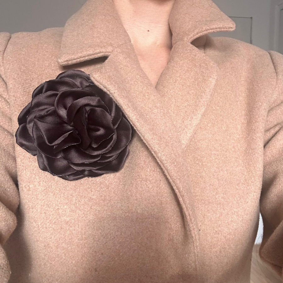 Chunky Brown Flower Pin