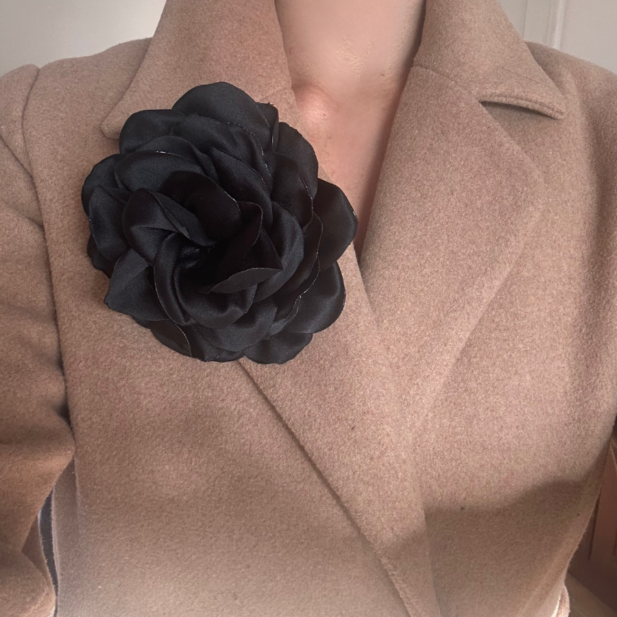 Chunky Black Flower Pin