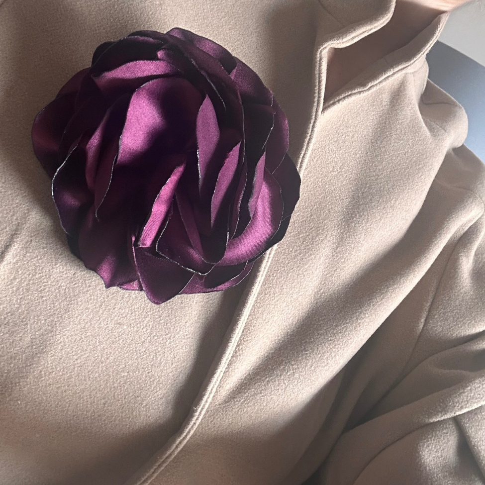 Chunky Burgundy Flower Pin