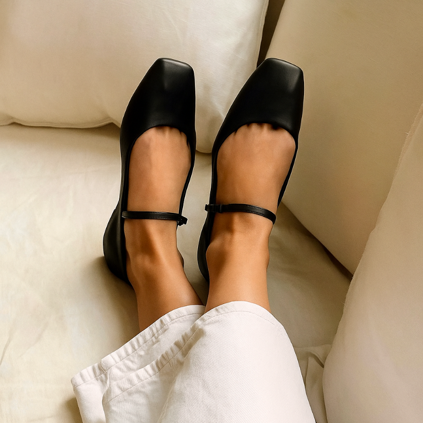 BAILATIRA BLACK FLATS (Square-Toe)