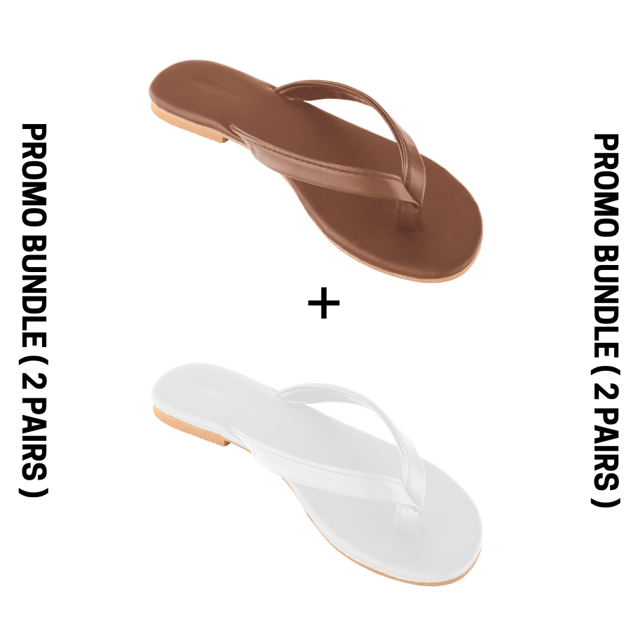 2 PAIRS URBANA SANDALS BROWN + WHITE BUNDLE