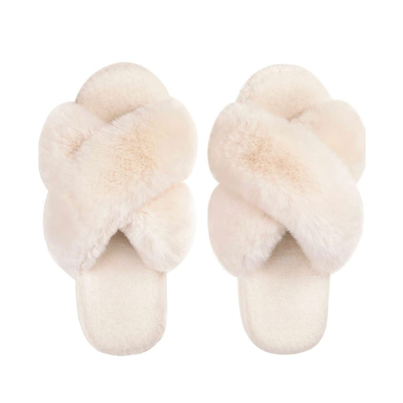 OFF WHITE OPEN-FLUFF SLIPPER