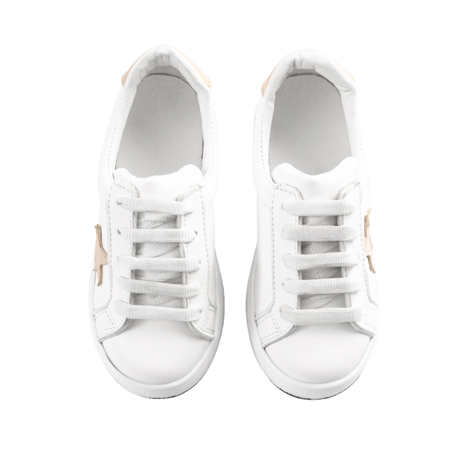 Star White Leather Sneakers for Kids