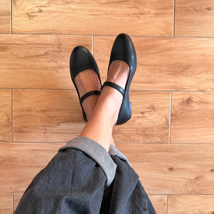 BAILATIRA BLACK FLATS (Round-Toe)
