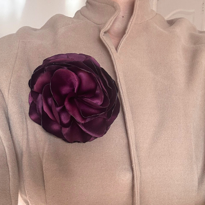 Chunky Burgundy Flower Pin