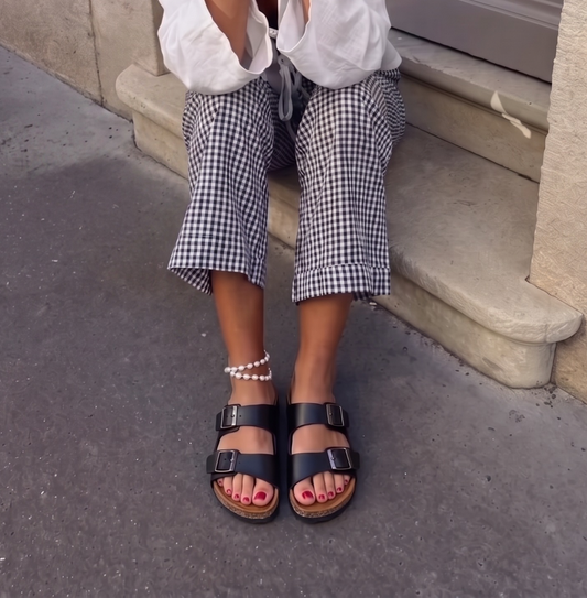 TERRA BLACK DOUBLE STRAP SANDALS