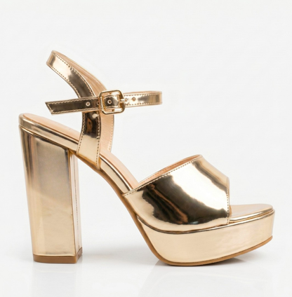 BELLISA METALLIC GOLD PLATFORM SANDALS