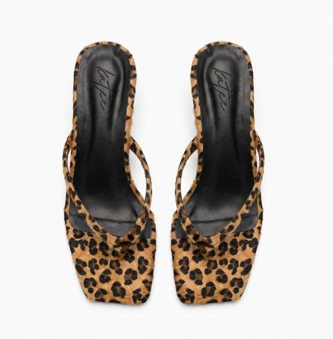 CATENA LEOPARD THONG KITTEN SANDALS