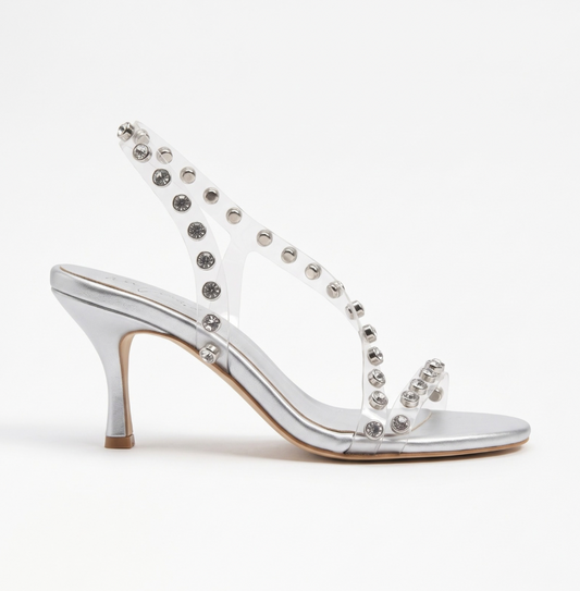 GLORIA SILVER CRYSTAL SANDALS