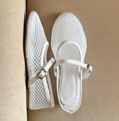 BAILATIRA WHITE FISHNET FLATS