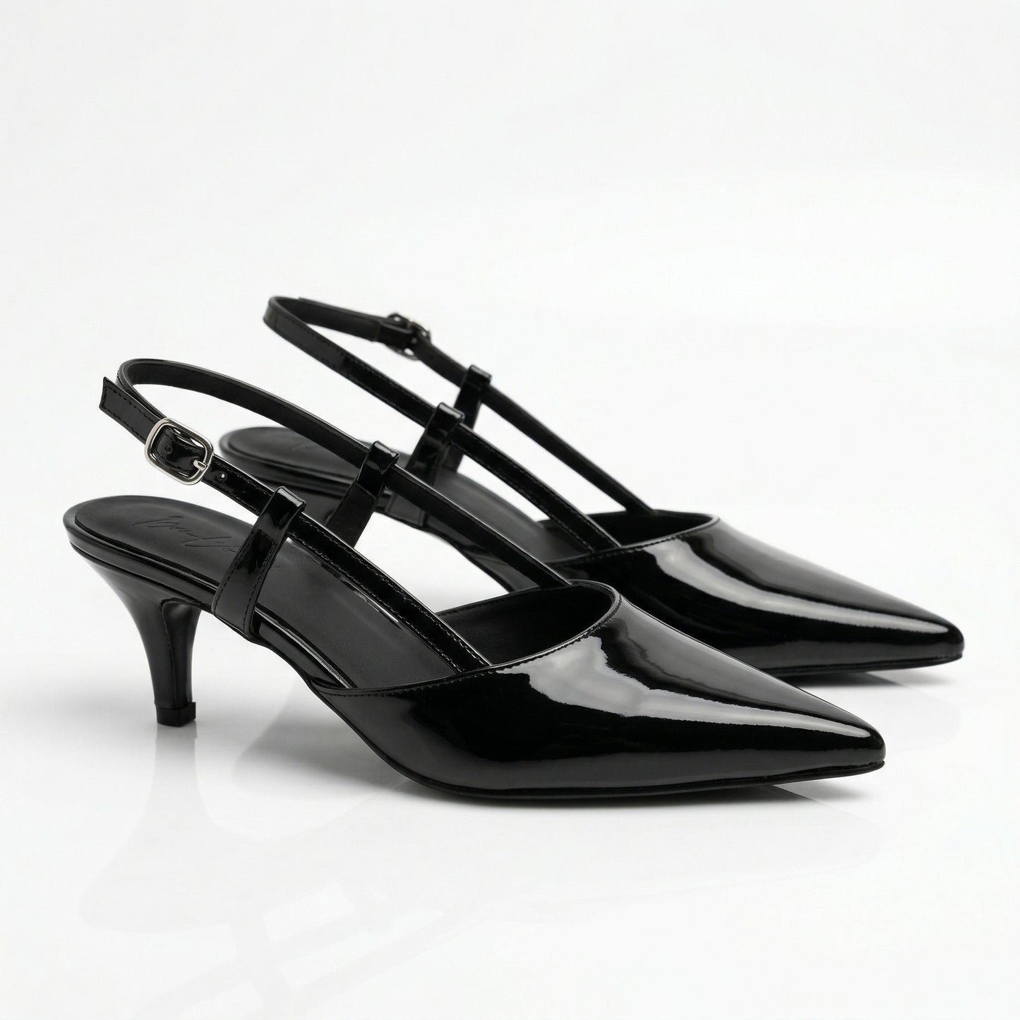 CLASICA BLACK SLING-BACK KITTEN HEELS