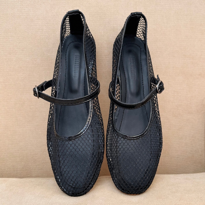BAILATIRA BLACK FISHNET FLATS