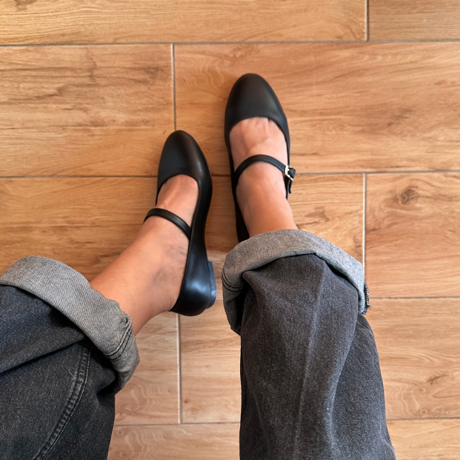 BAILATIRA BLACK FLATS (Round-Toe)