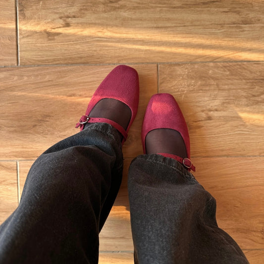 BAILATIRA SUEDE BURGUNDY (Square-Toe)