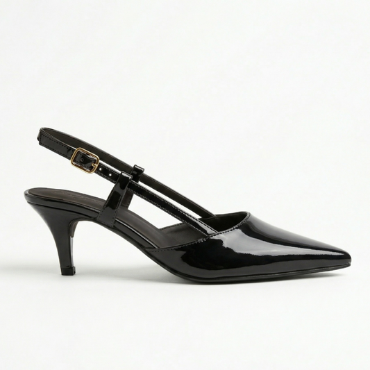 CLASICA BLACK SLING-BACK KITTEN HEELS