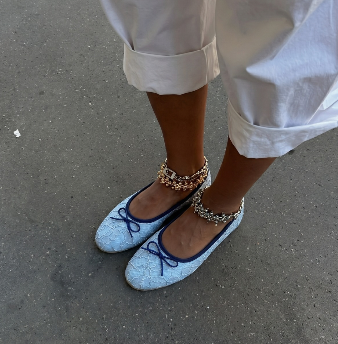BAILA LACE ICE BLUE FLATS
