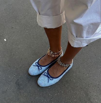 BAILA LACE ICE BLUE FLATS