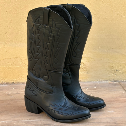 BOYERO BLACK COWBOY BOOTS