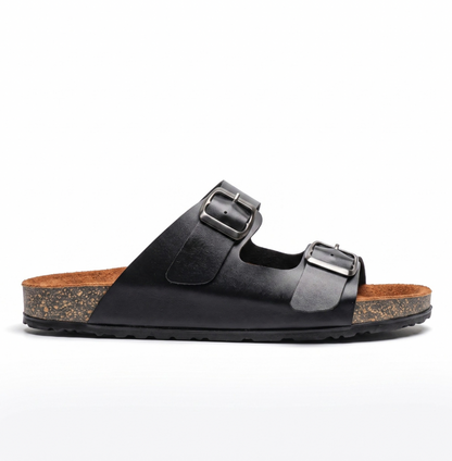 TERRA BLACK DOUBLE STRAP SANDALS