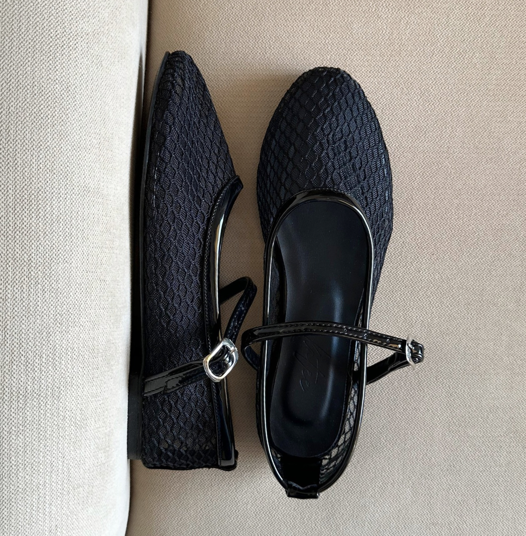 BAILATIRA BLACK FISHNET FLATS