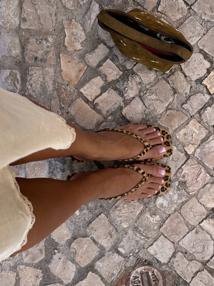 CATENA LEOPARD THONG KITTEN SANDALS