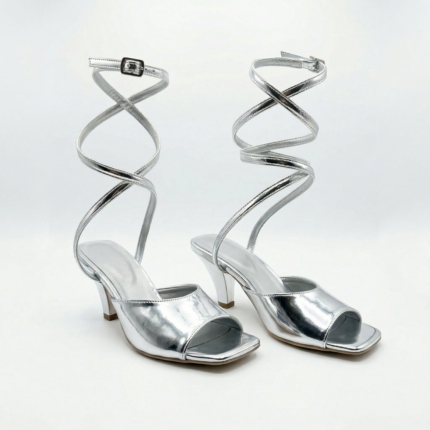 HEROICA SILVER STRAPPY SANDALS