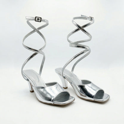 HEROICA SILVER STRAPPY SANDALS