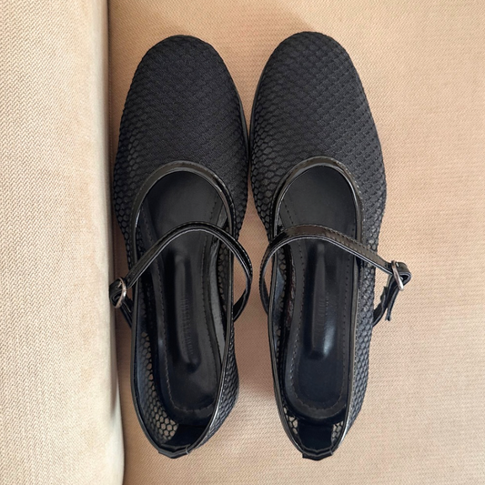 BAILATIRA BLACK FISHNET FLATS