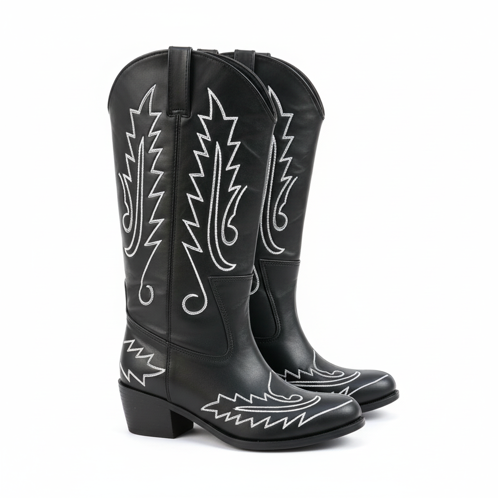 BOYERO BLACK & WHITE COWBOY BOOTS