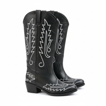 BOYERO BLACK & WHITE COWBOY BOOTS