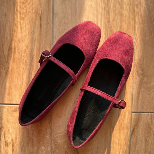 BAILATIRA SUEDE BURGUNDY (Square-Toe)