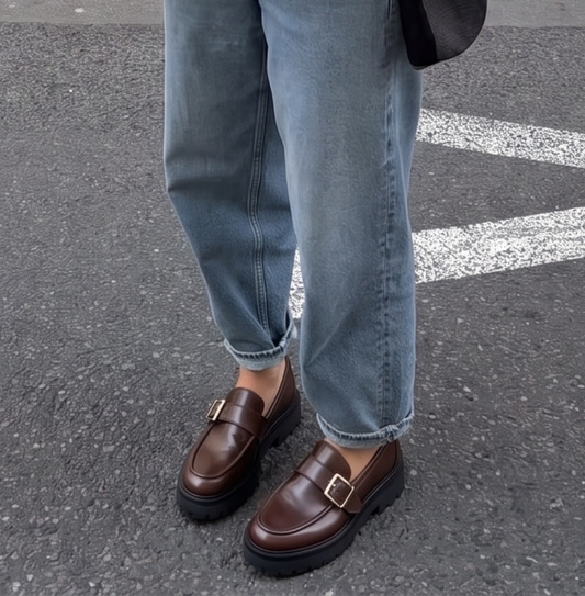MASSIVO BUCKLED BROWN LOAFERS