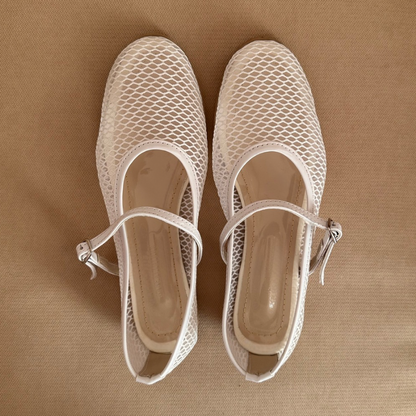 BAILATIRA WHITE FISHNET FLATS