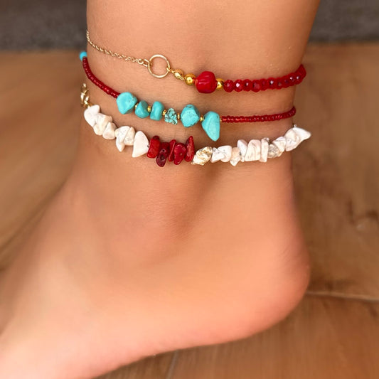 Multi Color Asymetrical Layered Anklet