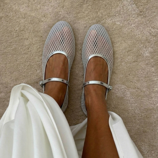 BAILATIRA ICY SILVER FISHNET FLATS