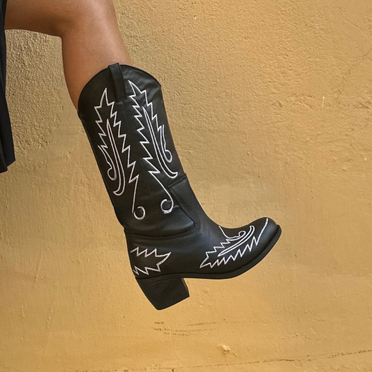 BOYERO BLACK & WHITE COWBOY BOOTS