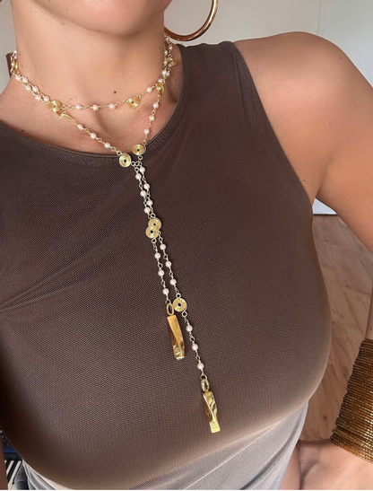 Drop Gold & Pearls Necklace
