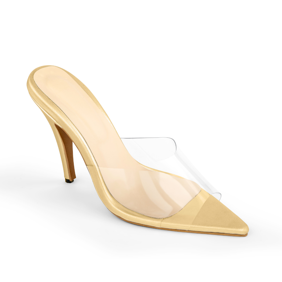 HEROICA GLASS GOLD MULES