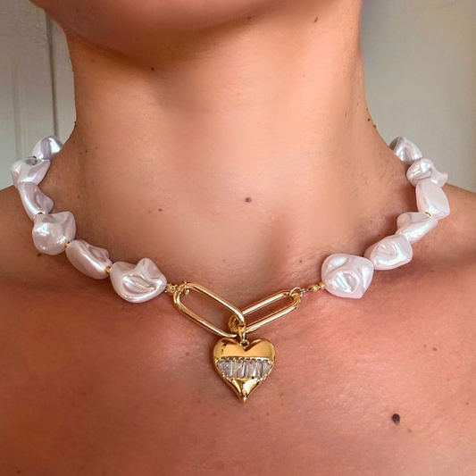 Heart Pearl Necklace