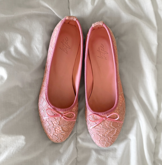 BAILA LACE BLUSH PINK FLATS