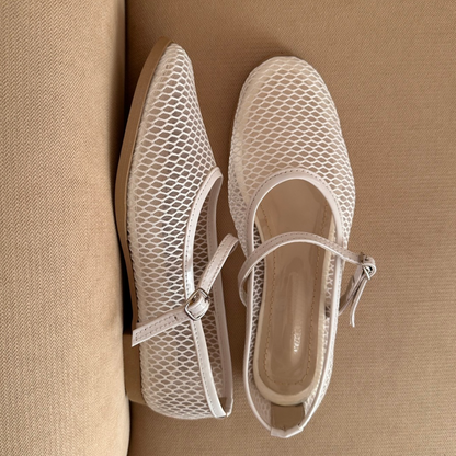 BAILATIRA WHITE FISHNET FLATS