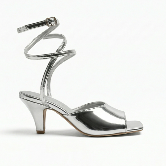 HEROICA SILVER STRAPPY SANDALS