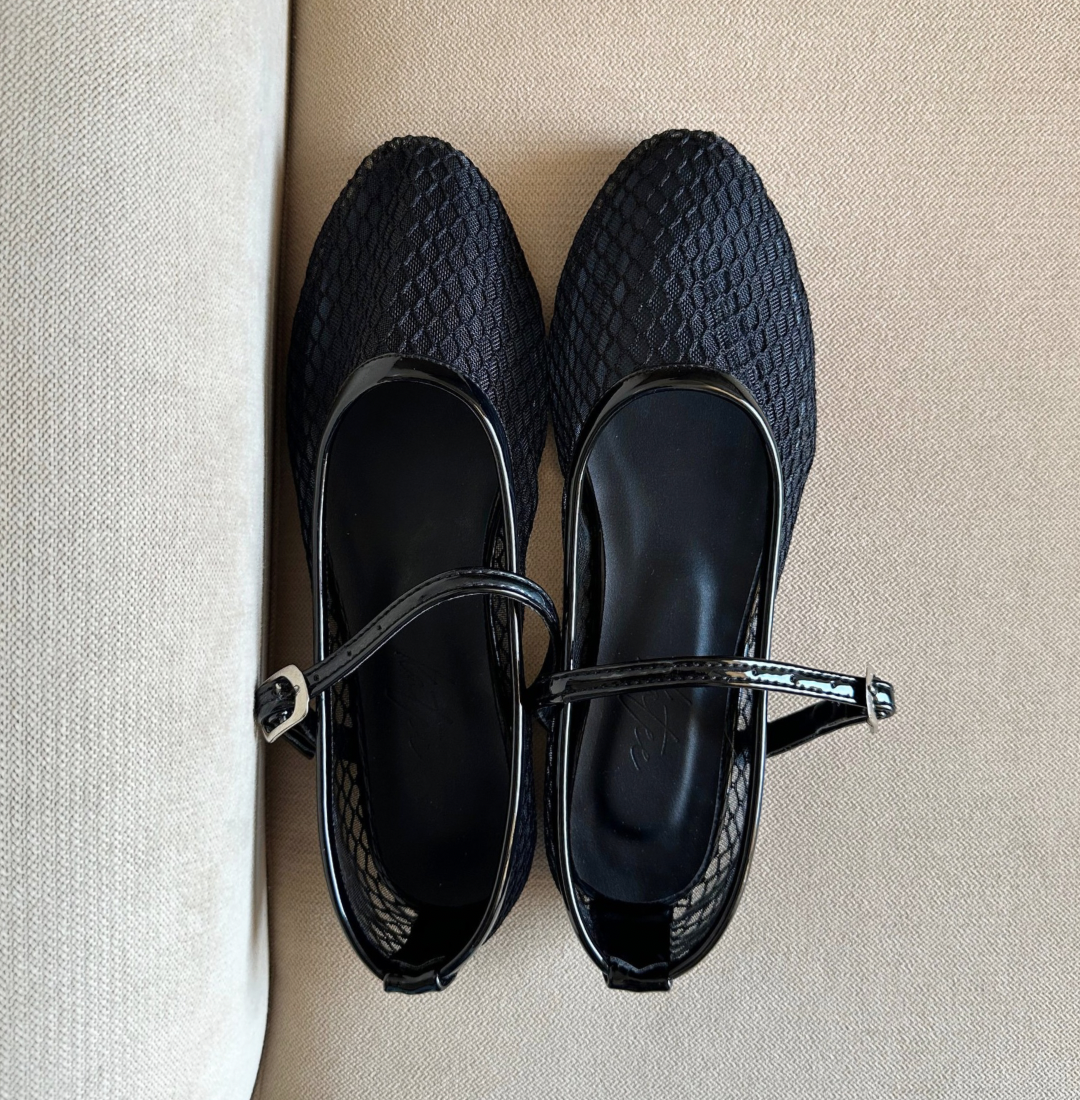 BAILATIRA BLACK FISHNET FLATS