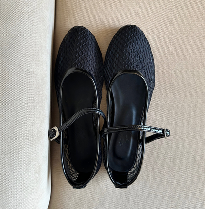 BAILATIRA BLACK FISHNET FLATS