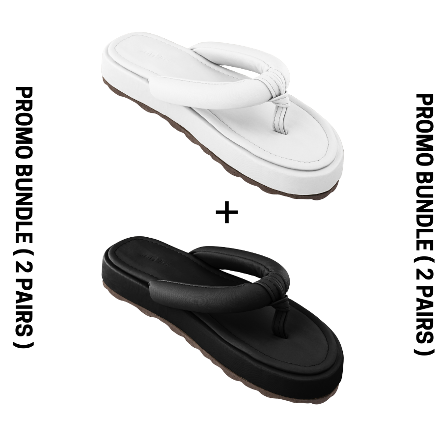 2 PAIRS PLAYA SANDALS WHITE + BLACK BUNDLE