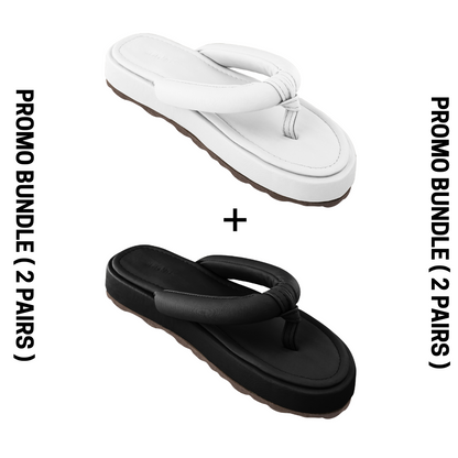 2 PAIRS PLAYA SANDALS WHITE + BLACK BUNDLE